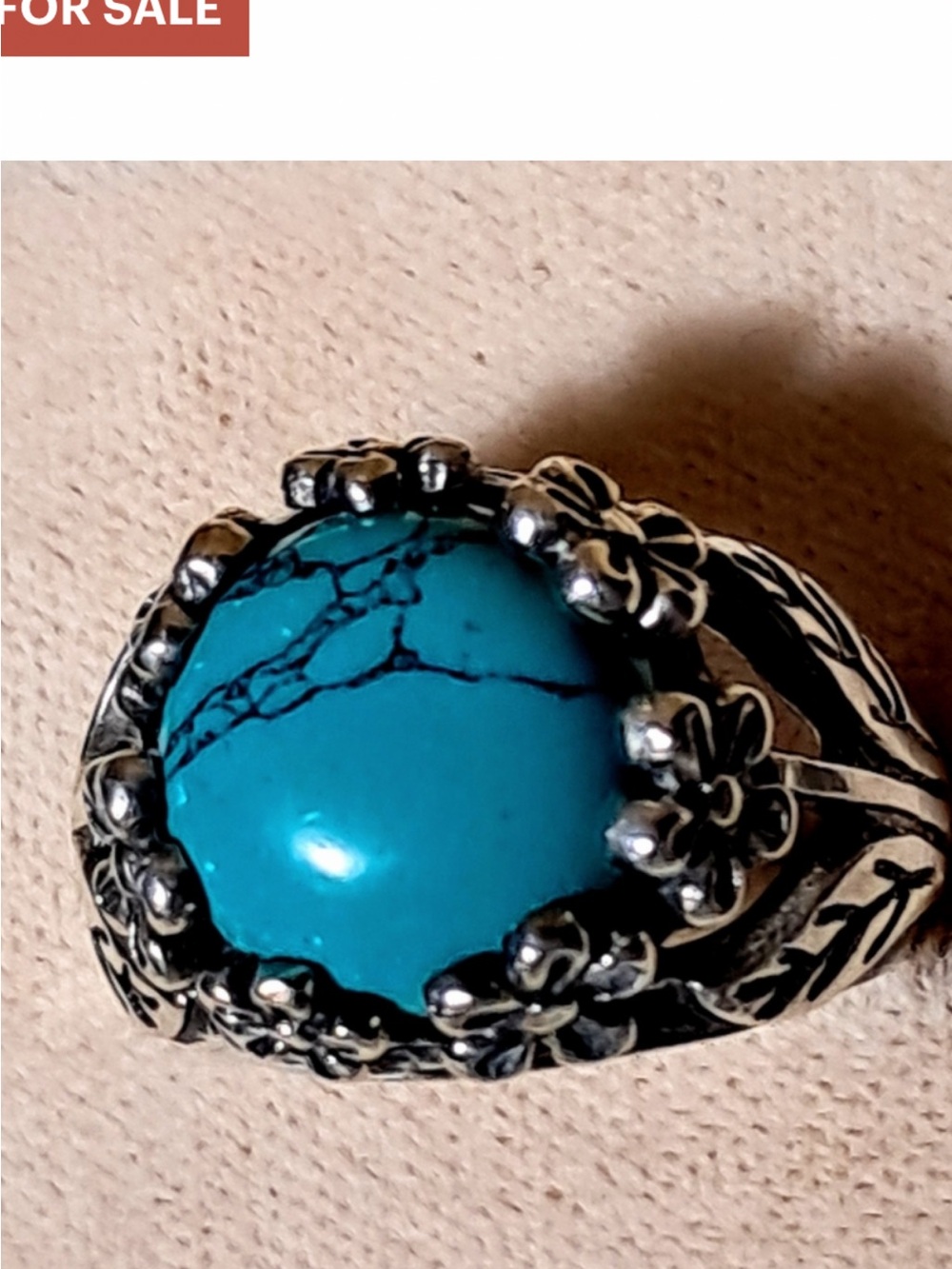 Solid Sterling Turquoise Stone Chunky Ring